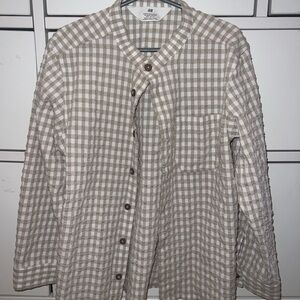H&M Men's Beige and White Plaid Shirt